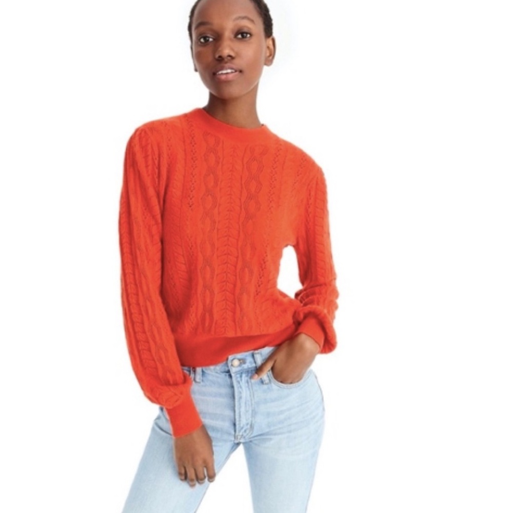 Demylee x J Crew Pointelle Sweater 100% Wool Sz S